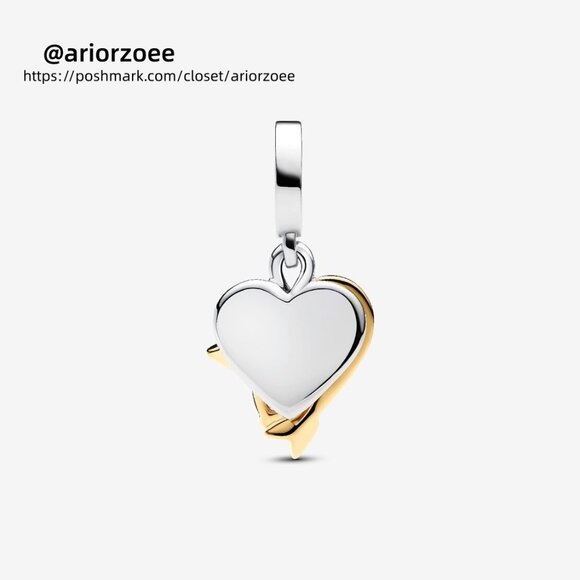 Pandora Engravable Heart & Arrow Double Dangle Charm - Picture 3 of 6